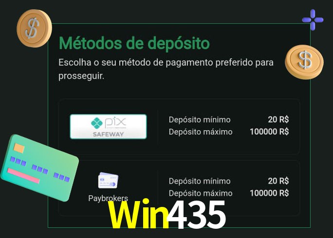 O cassino Win435 oferece uma grande variedade de métodos de pagamento